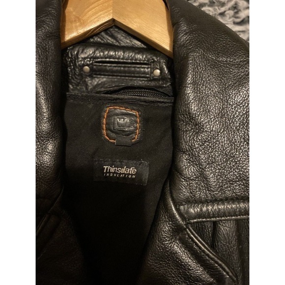 WILSONS LW Thinsulate Insulated 2 Layer HEAVY Leather Full Zip Coat Jacket Large - Picture 4 of 11